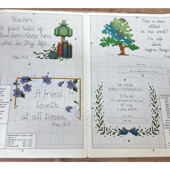 Vintage Religious Cross Stitch Pattern Book Scriptures Craft Design - Picture 3 of 3